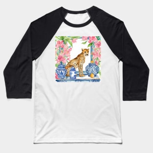 Preppy cheetah and chinoiserie jars watercolor Baseball T-Shirt